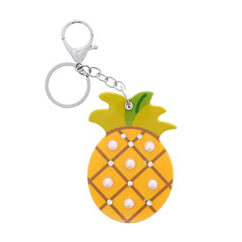 Compact Fruit Mirror Keychain Charm-Pineapple