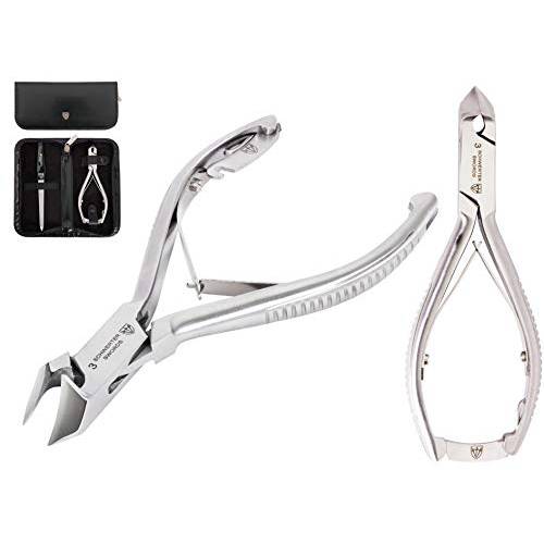 3 Swords Germany - brand quality professional TOE NAIL NIPPER CLIPPER set STAINLESS STEEL wave nipper, head cutter, nail file with case for ingrown toe nails, manicure pedicure by 3 Swords (196)