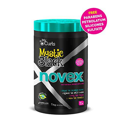 NOVEX Hair Masks infused with Natural Ingredients (1kg/35oz) Mystic Black Deep Conditioning Hair Mask - Baobab Oil Protects, Adds Moisture, Controls Frizz, Enhances Shine