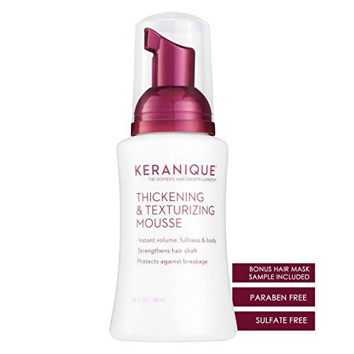 Keranique Thickening & Texturizing Mousse, 3.4 Fl Oz – Instant Volume, Thickness and Body, Leaving Hair with Smooth and Soft Touch | Strengthens Hair Shaft and Protects Against Breakage