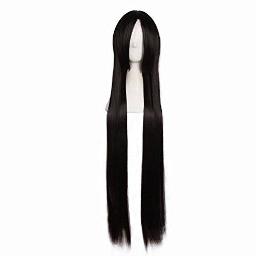 MapofBeauty 40 Inch 100 cm Black Long Straight Cosplay Costume Wig Fashion Party Wig