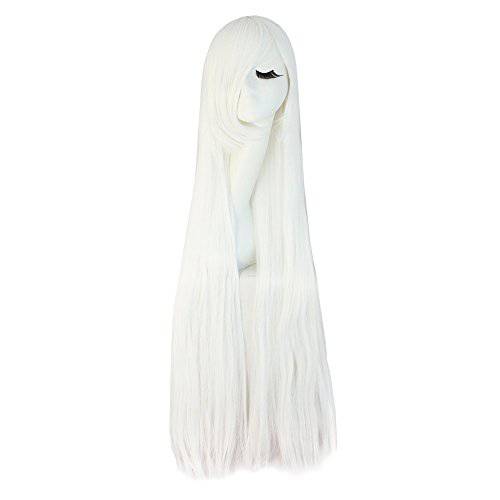 MapofBeauty 40 100cm White Long Straight Cosplay Costume Wig Fashion Party Wig