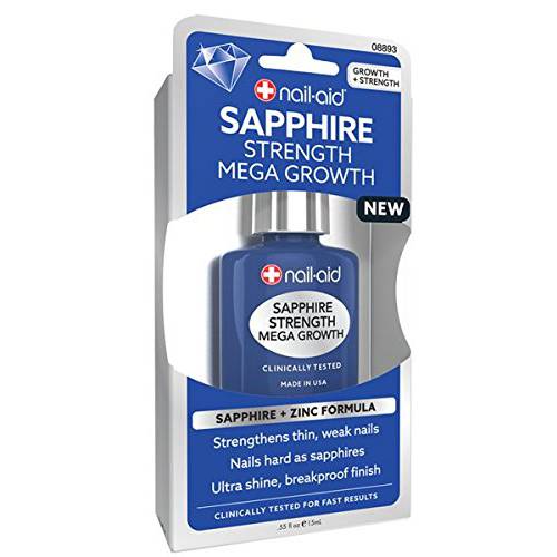 Nail-Aid Sapphire Strengthener & Mega Growth Treatment - Clear, 0.55 Fl Oz