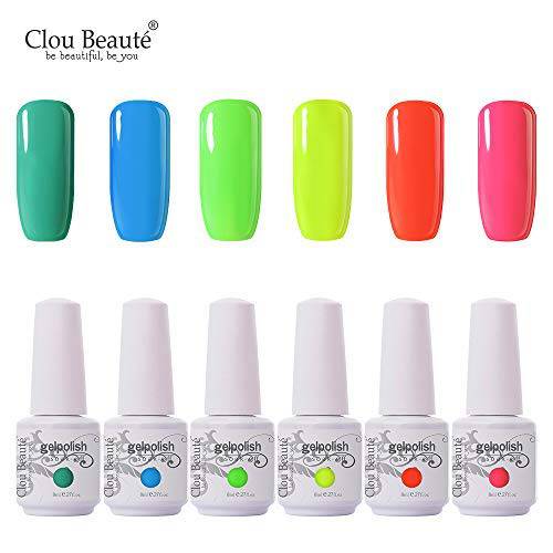 Clou Beaute Neon Colors 6x8ml Gel Polish Set Holiday Gift Soak Off Led UV Gel Nail Polish Kit Varnish Nail Art Manicure Salon Collection S002