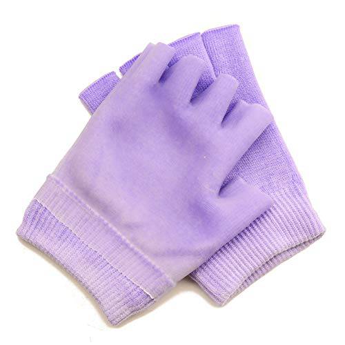 1 Pair Moisturizing Spa Gloves Half Finger Touch Screen Gloves Gel Glovers Gel Line with Essential Oils and Vitamin E for Dry Cracked Hand (Black)