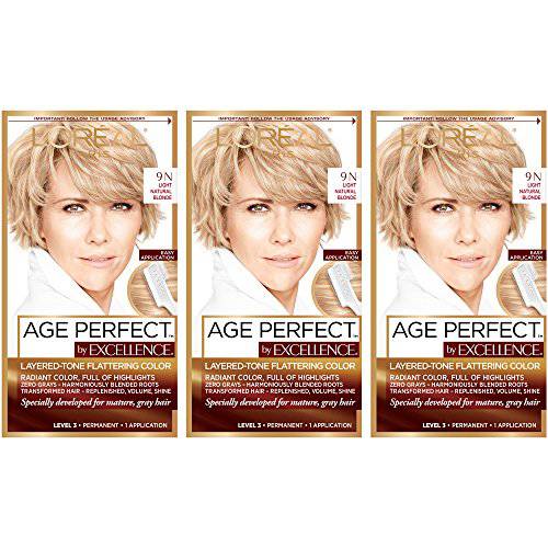 L’Oréal Paris Age Perfect Permanent Hair Color, 9N Light Natural Blonde,3 count