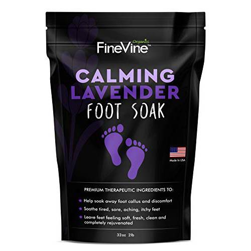 Calming Lavender Foot Soak with Epsom Salt, Made in USA, Foot Soak Soothes Sore Tired Feet, Athletes Foot, Stubborn Foot Odor, Softens Calluses & Helps Treat Toenail, 16 oz 1 lb