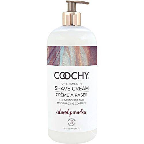 Coochy Rash-Free Shave Cream | Conditioner & Moisturizing Complex | Ideal for Sensitive Skin, Anti-Bump | Made w/ Jojoba Oil, Safe to Use on Body & Face | Island Paradise 32floz/ 946mL