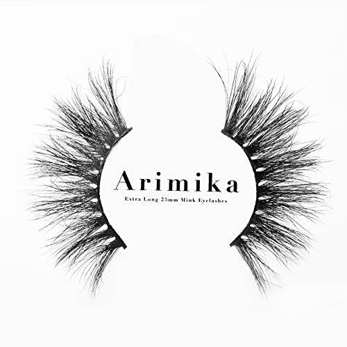 Arimika 25mm 3D Mink Lashes, Fluffy Wispy Dramatic Look 3D Mink False Eyelashes, Long Reusable Strip Lashes For Halloween S99N