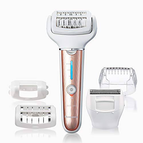 Panasonic, Cordless Shaver Epilator for Women with 5 Attachments Gentle WetDry Hair Removal for Legs Underarms Bikini Face ESEL7AP, White, 1 Count