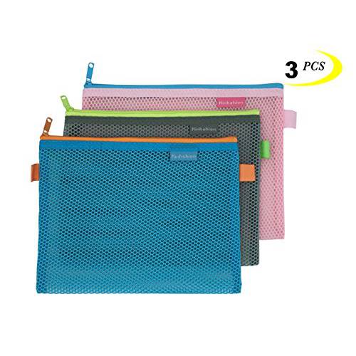Mesh Zipper Pouch Cosmetic Bags Travel Storage Bags,6 PCS 3 Sizes, Zipper Bags Clear Zipper Pouch Small Organizer bag Zipper Folder Bag 2 Colours