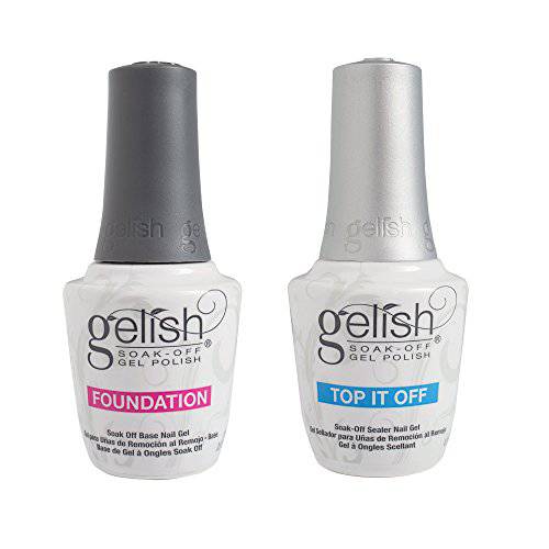 Gelish Dynamic Duo Essentials Collection Soak Off Gel Nail Polish Kit with Foundation Base and Top It Off for Home Manicures