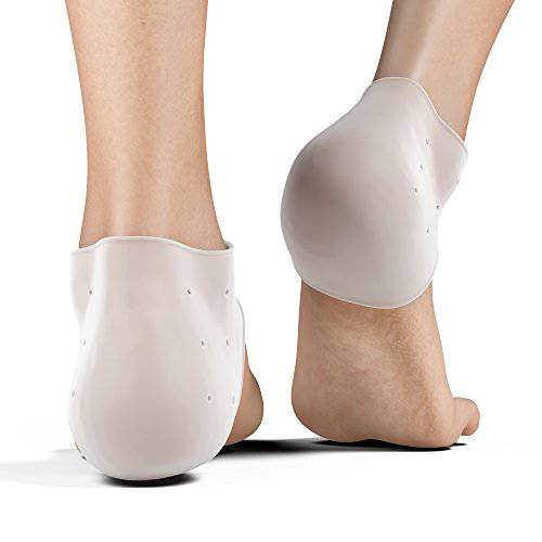 Silicone Heel Protector, Strong and Breathable Heel Protectors, Heel Cups for [Fast Heel Pain Relief], Plantar Fasciitis Support, Blister, Spur Relief for Men and Women, 2 Pair Silicone Socks