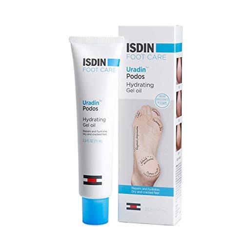 ISDIN Uradin Podos Hydrating Gel Oil Cream with 10% Urea - Foot Care for Dry Feet and Cracked Heel Repair and Hydration, 2.5 FL OZ