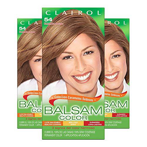 Clairol Balsam Permanent Hair Dye, 54 Light Golden Brown Hair Color, Pack of 3