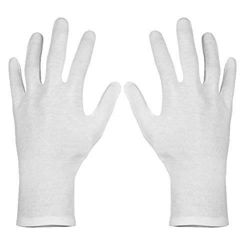 Paxcoo 6 Pairs XL White Cotton Gloves for Dry Hand Moisturizing Cosmetic Eczema Hand Spa and Coin Jewelry Inspection