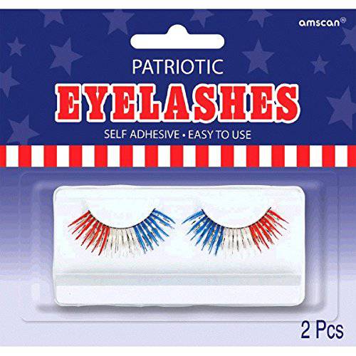 Self Adhesive Patriotic False Eyelashes - 1/2 x 1 - Multicolor, 1 Pair
