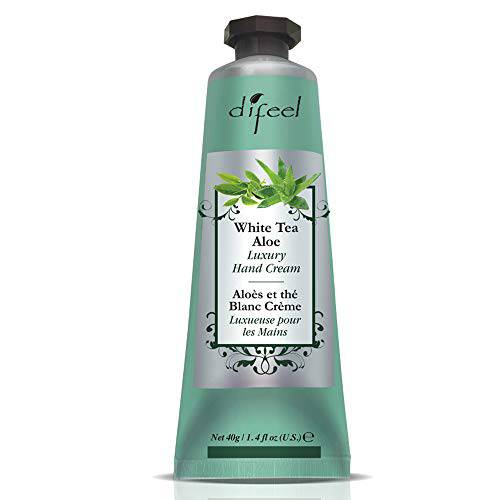 Difeel Hand Cream - White Tea and Aloe 100% Natural Oil and Vitamin E 1.4 ounce (2-Pack)