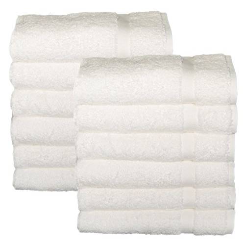 Coney Island Cotton Premium Quality Hand Towels for Salon, Spa, Gym and Sports, Super Soft, Pack of 12,White, 16x26 inches