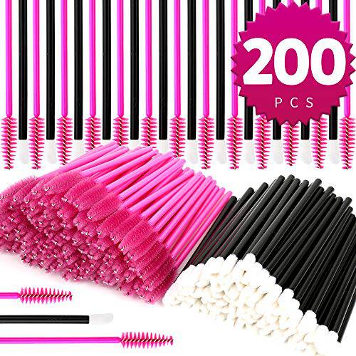 Teenitor 200 Pcs Disposable Mascara Brushes And Lip Wands Makeup Applicators Lip gloss Tester EyeLash Brushes Wands Spoolie