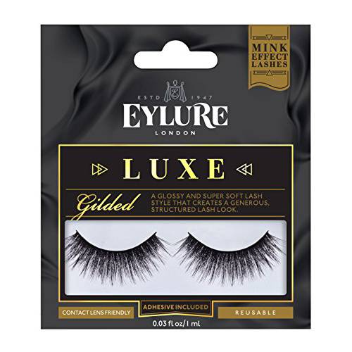 Eylure Faux Mink Eye Lashes, Reusable, Adhesive Included, Baroque, 1 Pair