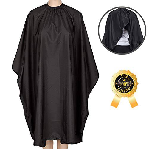 Iusmnur Barber Cape, Professional Hair Cutting Cape with Adjustable Metal Clip, Waterproof Haircut Salon Cape for Hairdresser Styling & Home - 55 x 63 inches (Black)