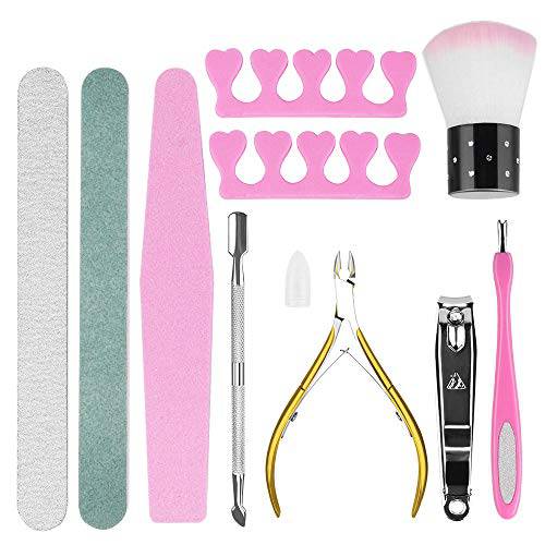 9PCS Cuticle clippers and nail file with Cuticle Pusher Set, Professional stainless steel cuticle remover and nail clipping tool.Nail art tools for home and professional manicures
