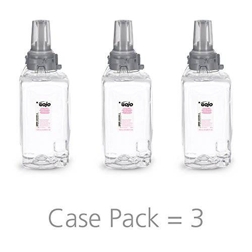 Gojo Clear & Mild Foam Handwash, Fragrance Free, EcoLogo Certified, 1250 mL Foam Soap Refill ADX-12 Push-Style Dispenser (Pack of 3) - 8811-03
