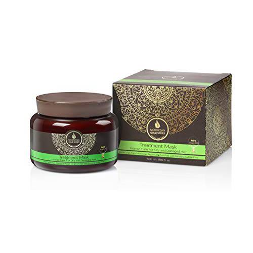 Moroccan Gold Series Treatment Mask – Deep Hydrating Argan Oil Hair Mask for Dry Damaged, Color Treated and Curly Hair Enriched with Keratin – Sulfate Free Natural Hair Repair Treatment, 18.6oz