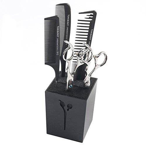 OLizee® Professional Acylic Salon Scissors Holder Box Hairdressing Combs Clips Organizer Rack for Hair Stylist(Black)