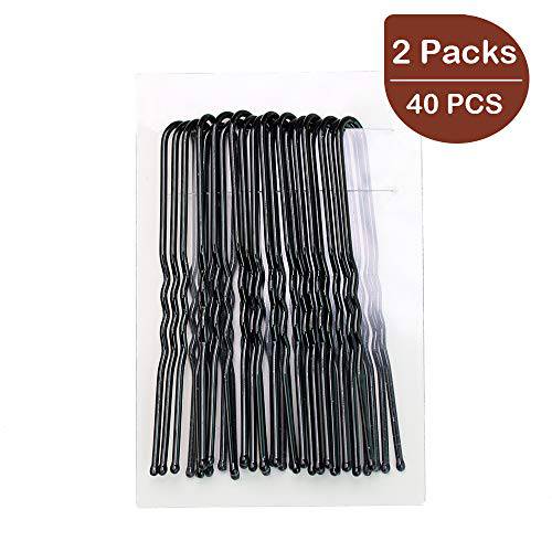Wenobby 40 PCS 2.0 Small Heavy Duty Crinkled Hair Pins,Bobby Pins,For Buns Updo,With 2 Storage Boxes