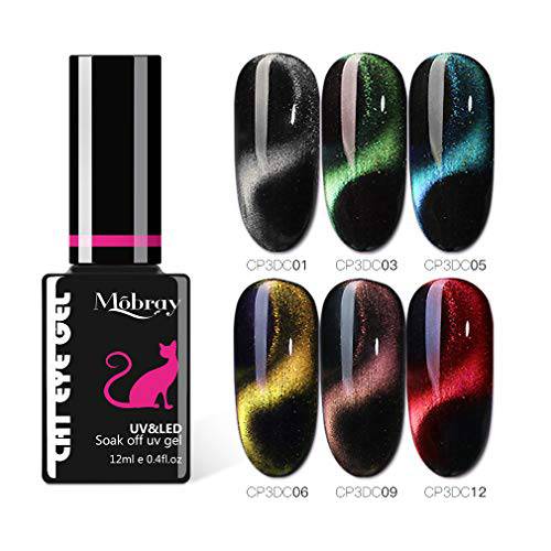 Mobray Color Changing Gel Nail Polish Kit, 6 Colors Summer Green Blue Red Glitter Mood Temperature Change Gel Polish Set Soak Off Nail Polish Gel DIY Salon Nail Art Manicure Gifts for Women