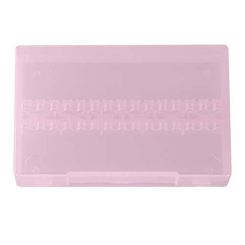 Nail Drill Box,Portable 14 Holes Nail Drill Display Box Nail Art Polishing Grinding Drill Bit Holder Storage Box(Pink)