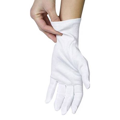 ANSMIO 3 Pairs Cotton Gloves, White Gloves for Dry Hands, Cotton Gloves for Eczema, Moisturizing Night Gloves, White Gloves 100% Cotton, Size M (3 Pairs)