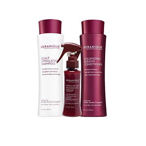Keranique 60 Day Marula Hair Kit | Shampoo, Conditioner, and Marula Oil Hair Mist | Moisturizes and Adds Shine | Free of Sulfates, Dyes and Parabens