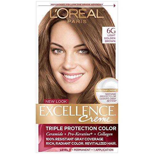 L’Oreal Paris Excellence Creme Triple Protection Hair Color, [6G] Light Golden Brown 1 ea