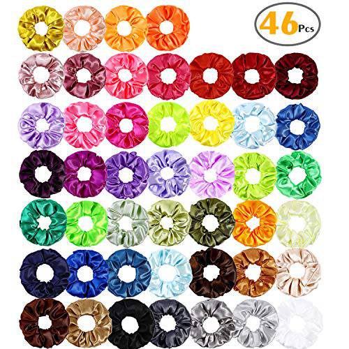 ZZICEN Satin Hair Scrunchie with Tail - Hair Scarf with Bow, Hair Scarf Scrunchies Elastic Ties Bands Hair Bobbles Ponytail Holder for Women or Girls Hair Accessories -12 Pcs Solid Colors