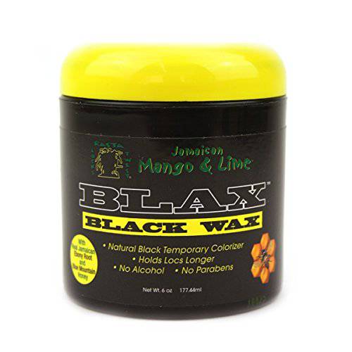 Jamaican Mango & Lime Blax Black Wax 6oz - dreadlock holder wax and Colorizer - Parabens & alcohol Free dread waxing natural cream - Non sticky & good smell for locks