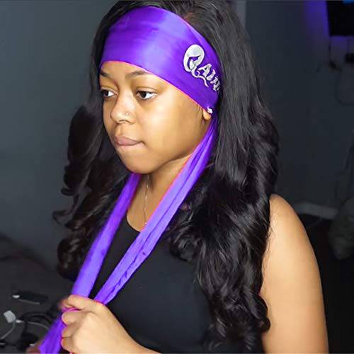 Ali Pearl Wig Grip, Satin Edge Laying Scarf for Lace Frontal Wigs,Non Slip Hair Wrap, Keep Wig Secured Soft Women’s Satin Headband for Makeup, Facial,Sport,Yoga (Purple,2 pieces)