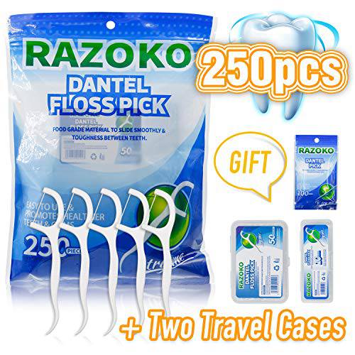 Dental Floss Picks Toothpicks 250pcs with Portable Cases and 100pcs BrushPicks Interdental Toothpicks