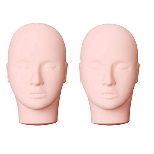 Yephets Pro Training Mannequin Flat Head Practice Make Up Eye Lashes Eyelash Extensions,Practice Training Head Manikin Cosmetology Mannequin Doll Face Head-2 Pack