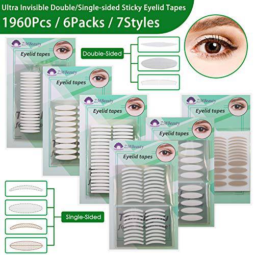 6 Packs Natural Invisible Single/Double Side Eyelid Tapes Stickers, Medical-use Fiber Eyelid Strips, Instant Lift Eye Lid Without Surgery, Perfect for Hooded, Droopy, Uneven, Mono-eyelids