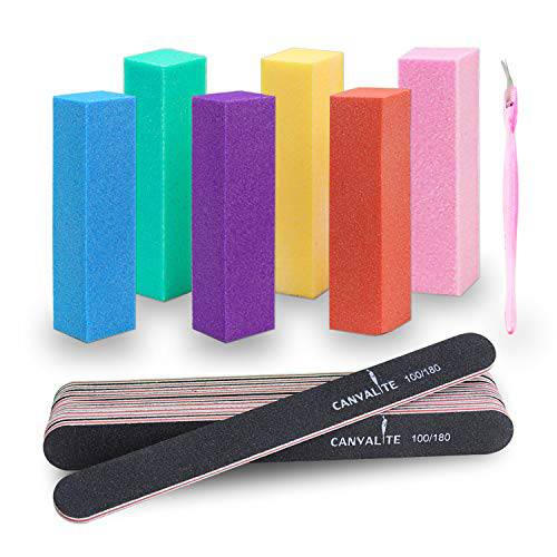 Canvalite 10 PCS Nail File Professional Nail Files Reusable Double Sided Emery Board(100/180 Grit) Nail Styling Tools for Home and Salon Use