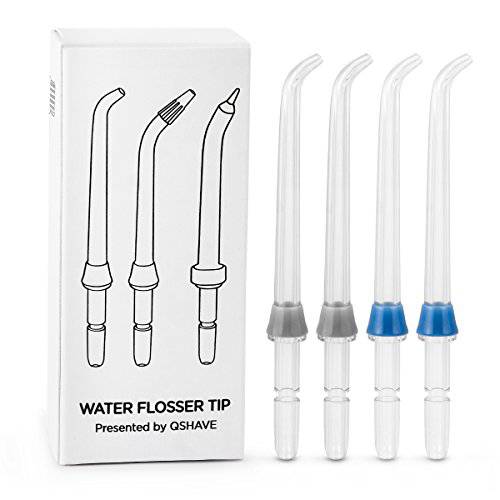 QSHAVE Water Flosser Tips (8 pcs Combo Kit) Includes Classic Tip, Pocket Tip, Tongue Cleaner, Orthodontic Tip, High Pressure Tip, Mist Tip, Brush Tip