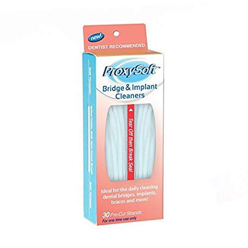 Proxysoft Dental Floss for Bridges and Implants 20 Packs - Floss Threaders for Bridges, Dental Implants, Braces with Extra-Thick Proxy Brush for Optimal Oral Hygiene -Teeth Bridge and Implant Cleaners