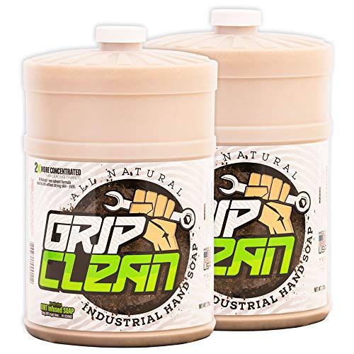 Grip Clean | Flat Top Gallon Refill Soap Jugs (2ct) Wall Soap Dispenser Refills, Heavy Duty Hand Cleaner for Auto Mechanics - Pumice Soap Refill for Stainless Steel Soap Dispenser| Shop & Garage Soap