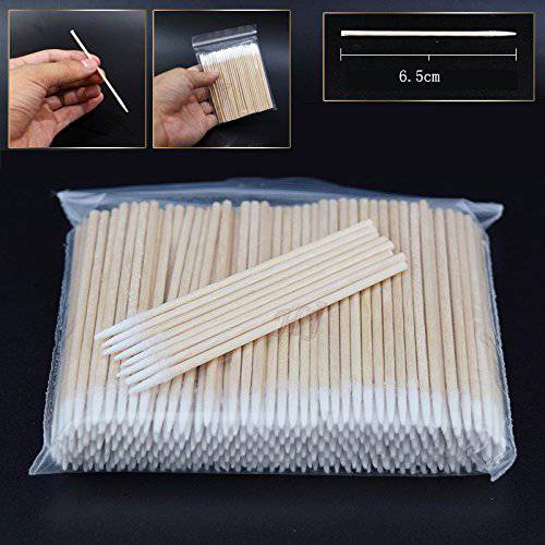 300pcs/pack Short Wood Handle Small Pointed Tip Head Cotton Swab Eyebrow Tattoo Beauty Makeup Color Nail Seam Dedicated Dirty Picking Pack of 2, HJ-NA096