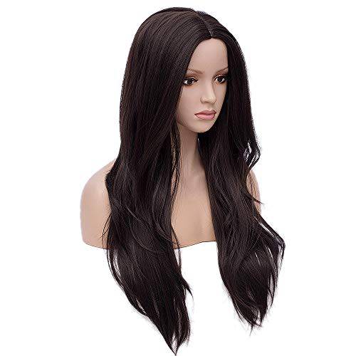 26 inches Dark-Brown Wig for Women Long Straight Synthetic Wig for Girls Halloween Costume Party Cosplay Wig (Dark Brown)