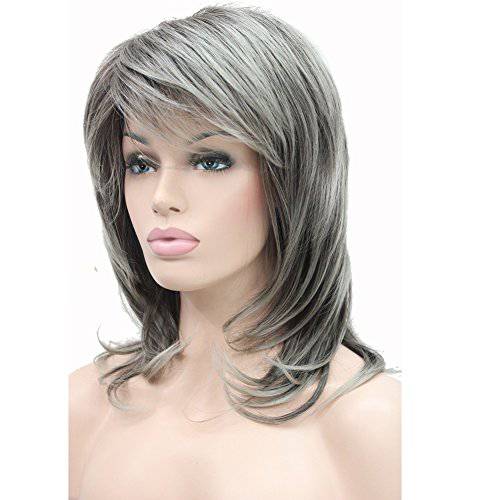 Lydell Long Soft Shaggy Layered Classic Cap Full Synthetic Wig Wigs (AB76 Grey Ombre)
