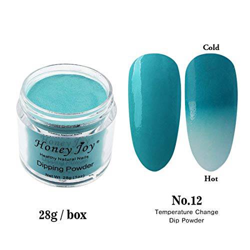 28g/Box Sky Blue and White Temperature Color Change Dip Powder Nails Dipping Nails Long-lasting Nails No UV Light Needed, (W-No.12)